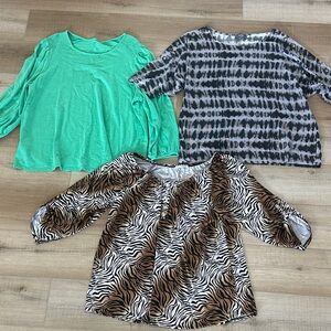 crown & ivy Women's Tops - Green, Black, Brown